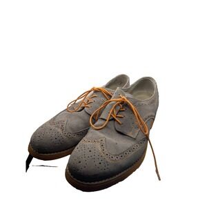 GBX Aolun 134078 Mens US 12 M Dress Shoes Gray Nubuck Leather Wingtip Oxford